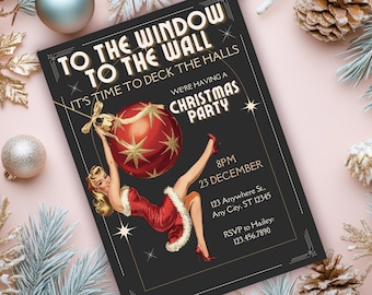 Retro Housewife Christmas Invitation | Vintage 20s Art Deco Invite | Window to the Wall