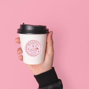 Modello di adesivi per tazze da caffè per feste al caffè, adesivi per feste al caffè, adesivi per tazze da caffè modificabili, download digitale di adesivi per caffè a casa
