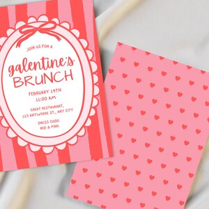Galentines Day Brunch Invite, Coquette Valentine's Invite, Valentines Day Brunch, Hand Drawn Coquette Bow Galentines Day Invite Template