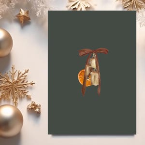 Trendy Orange Garland Christmas Invite, Velvet Brown Bows, Coquette Christmas, Rustic Cottagecore Party Invite, Christmas Party Invite