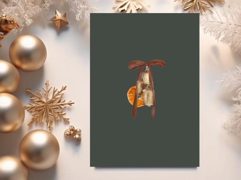 Trendy Orange Garland Christmas Invite, Velvet Brown Bows, Coquette Christmas, Rustic Cottagecore Party Invite, Christmas Party Invite