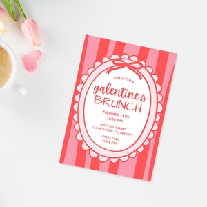 Galentines Day Brunch Invite, Coquette Valentine's Invite, Valentines Day Brunch, Hand Drawn Coquette Bow Galentines Day Invite Template