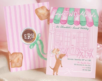 Invitación de cumpleaños de Café Two Monde / Invitación de Coquette Bistro