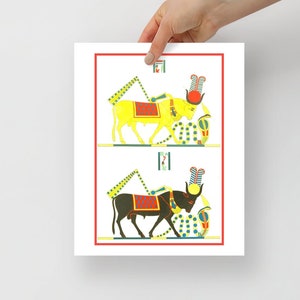 Ancient Egyptian Mnevis Bull Oxen Art Print - Leon Jean Joseph Dubois - Pantheon Egypt Religious Mythology - Yellow and Black w/ Red Accents