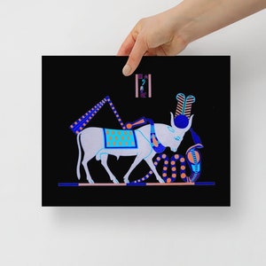Ancient Egyptian Mnevis Bull Oxen Art Print - Leon Jean Joseph Dubois - Pantheon Egypt Religious Mythology - Negative Dark Photo Edit 2