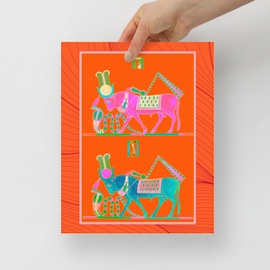 Ancient Egyptian Mnevis Bull Oxen Art Print - Leon Jean Joseph Dubois - Pantheon Egypt Religious Mythology - Orange Photo Edit
