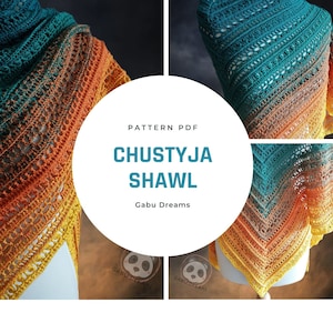 Chustyja-sjaal- Gehaakt sjaalpatroon, haakpatroon, sjaalpatroon, digitaal patroon, kaartpatroon, haakschema, driehoeksjaal