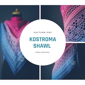 Kostroma Shawl- Crochet shawl pattern, crochet pattern, shawl pattern, digital pattern, charted pattern, crochet chart, triangle shawl