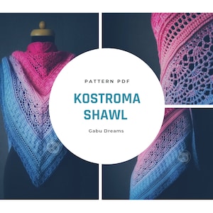 Kostroma Sjaal- Gehaakt sjaalpatroon, haakpatroon, sjaalpatroon, digitaal patroon, getekende patroon, haakschema, driehoeksjaal
