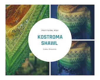 Kostroma Crochet Shawl Pattern - Triangle Charted Design (PDF Pattern)