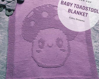 Baby Toadstool Blanket Knitting Pattern: Beginner Knit & Purl (PDF)