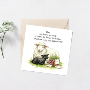 Lustige Muttertagskarte - Mama, du verdienst einen Preis - Schwarze Schaf Karte - Süße Aquarell Karte - Karte für Mama - Erster Muttertag - Bulgarisch