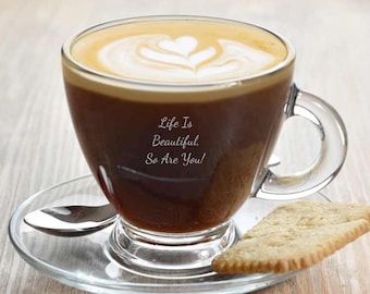 Gepersonaliseerde gegraveerde espressokop: stijlvol cadeau voor koffieliefhebbers