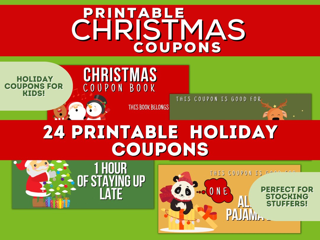 Printable Christmas Coupon Book for Kids Printable Coupons - Etsy