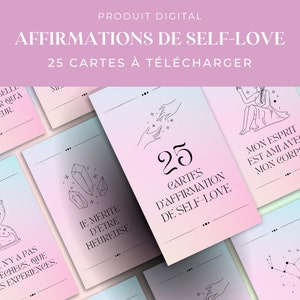 Cartes d'affirmation pour le self-love à télécharger, affirmations pour la confiance en soi, fiches de grimoire à imprimer