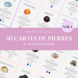 50 cartes de pierres à imprimer (VOL 1, LIGHT), pierres semi-précieuses, cartes de lithothérapie