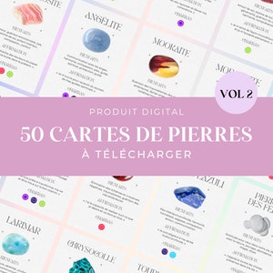 50 cartes de pierres à imprimer (VOL 2, LIGHT), pierres semi-précieuses, cartes de lithothérapie