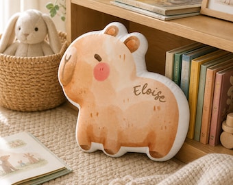 Personalized Capybara Shape Pillow | Custom Animal Cushion | Plushy Nursery Decor | Plush Gift