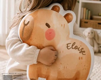 Personalized Capybara Shape Pillow | Custom Animal Cushion | Plushy Nursery Decor | Plush Gift