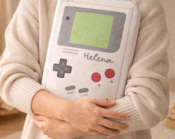 Retro Gaming Toy Shape Pillow, Nostalgia Decor for Adults / Kids, Personalized Gaming Playroom Accent