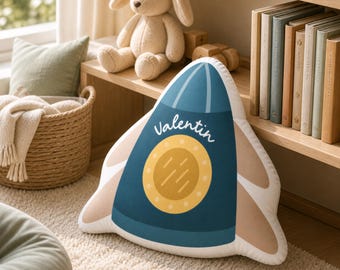Personalized Rocket Shape Pillow | Custom Space Cushion | Outer Space Decor | Plush Gift