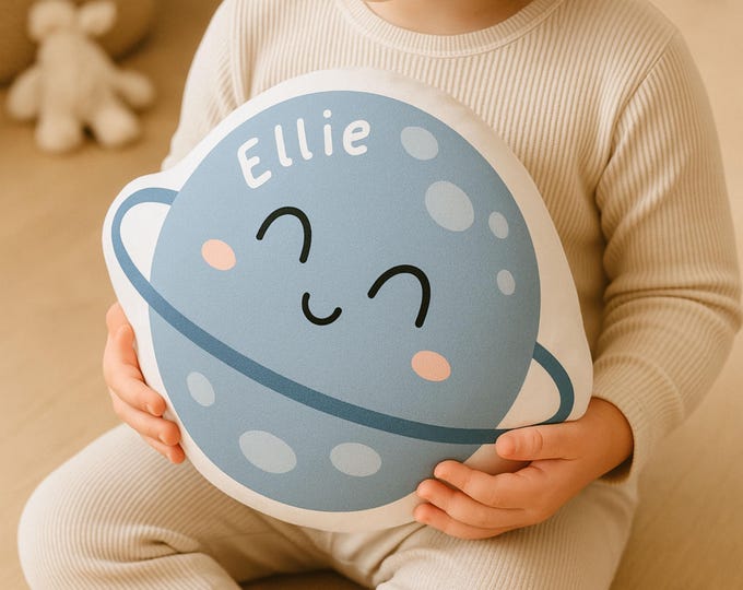 Personalized Saturn Pillow | Custom Name Planet Cushion for Space Nursery or Kids Room Decor