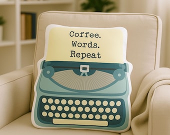 Typewriter Shaped Pillow – Writer Gift, Dorm Room Decor, Cozy Reading Nook Accent Cushion, Unique Present for Book Lovers & Authors