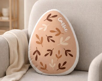 Personalized Egg Shape Pillow | Custom Name Easter Decor Cushion for Kids Room / Nursery Gift