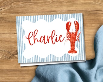 Coastal Lobster - Dinner Party Place Cards | Luxury Printed Hosting Dinner Party Birthday Wedding Garden Party Setting Tablescape Decor