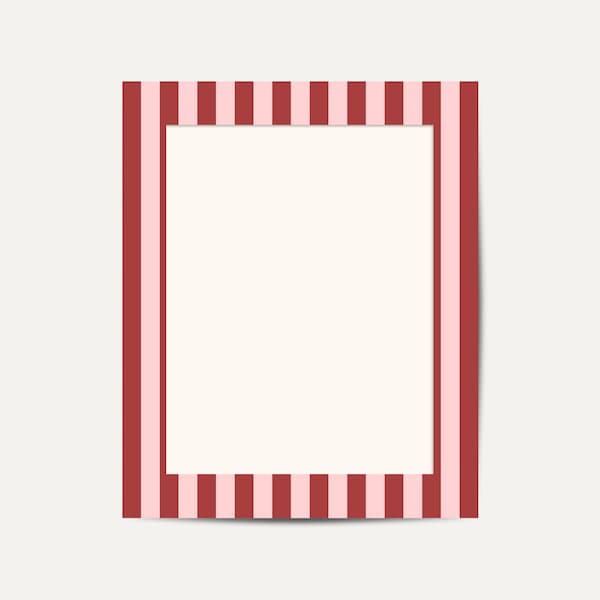 Plain Stripe Picture Mount | Handcrafted Illustrated Patterned Mats | Portrait & Landscape | Various Sizes | No Frame