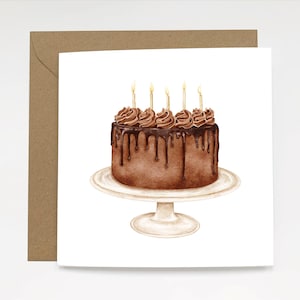 Gâteau d'anniversaire au chocolat - Carte de voeux d'anniversaire de luxe | Souhaits de joyeux anniversaire
