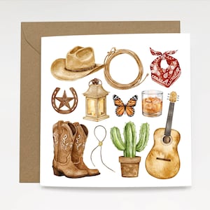 Howdy, Cowboy - Luxury Greeting Card - Fun Country Western Birthday Any Occasion Card