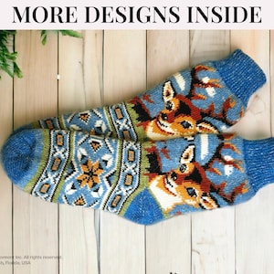 9-10 Hand Knitted Colorful Wool Socks, Cozy Winter & Fall Socks, Vintage Nordic Design, Hiking Boot Socks, Warm House Socks, Christmas Socks