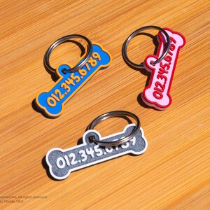 Custom Dog Phone Tag, Personalized Dog Phone Tag, Dog ID Tag, Bone Dog Tag, Pet Tag, Collar Phone Tag