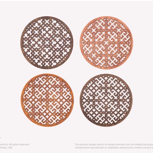 Set of Slavic, Baltic, and Finno-Ugric-Inspired Round Custom Wooden Coasters with Traditional Patterns, Unique Gift Tea and Coffee Lovers