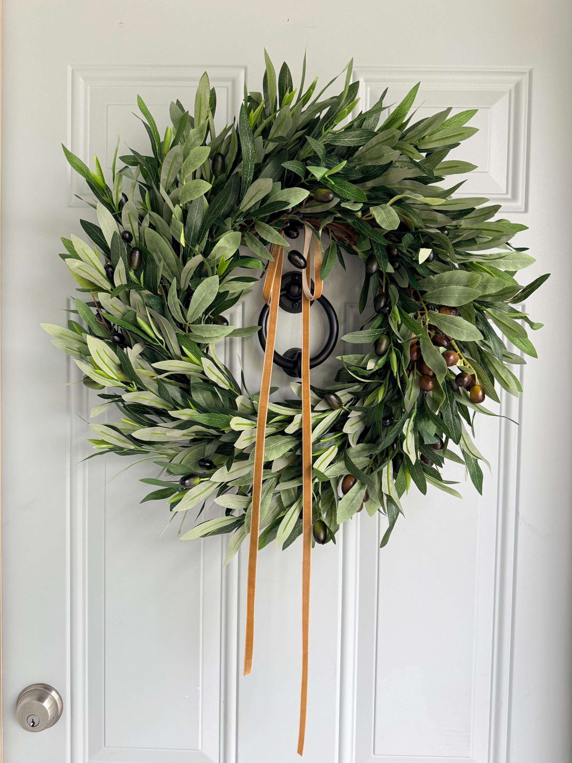 Year Round Olive Wreath, Olive Leaves Branch Wreath for Front Door ...