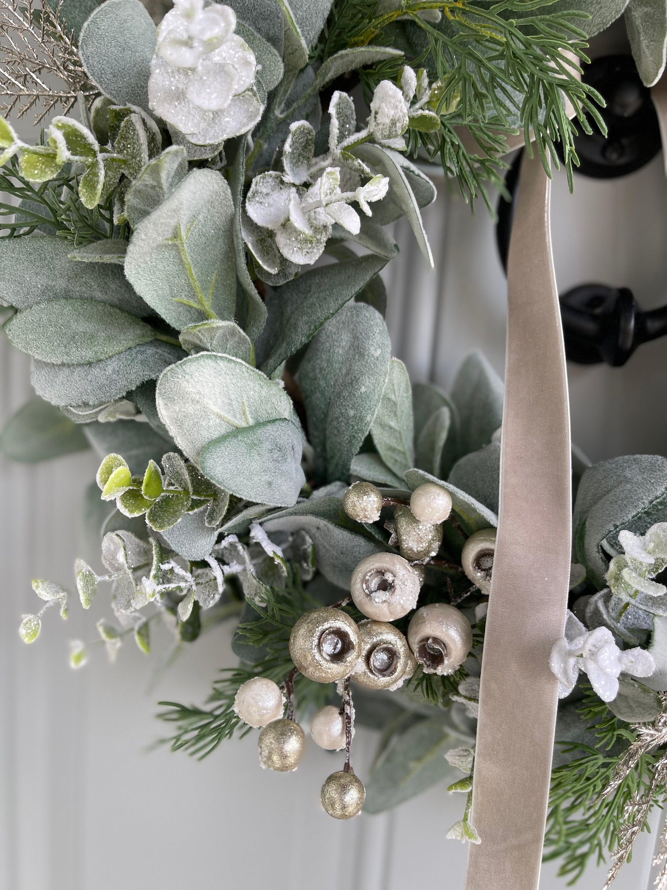 Lambs Ear Winter Wreath With Snowy Eucalyptus Shimmery Ferns Silvery ...