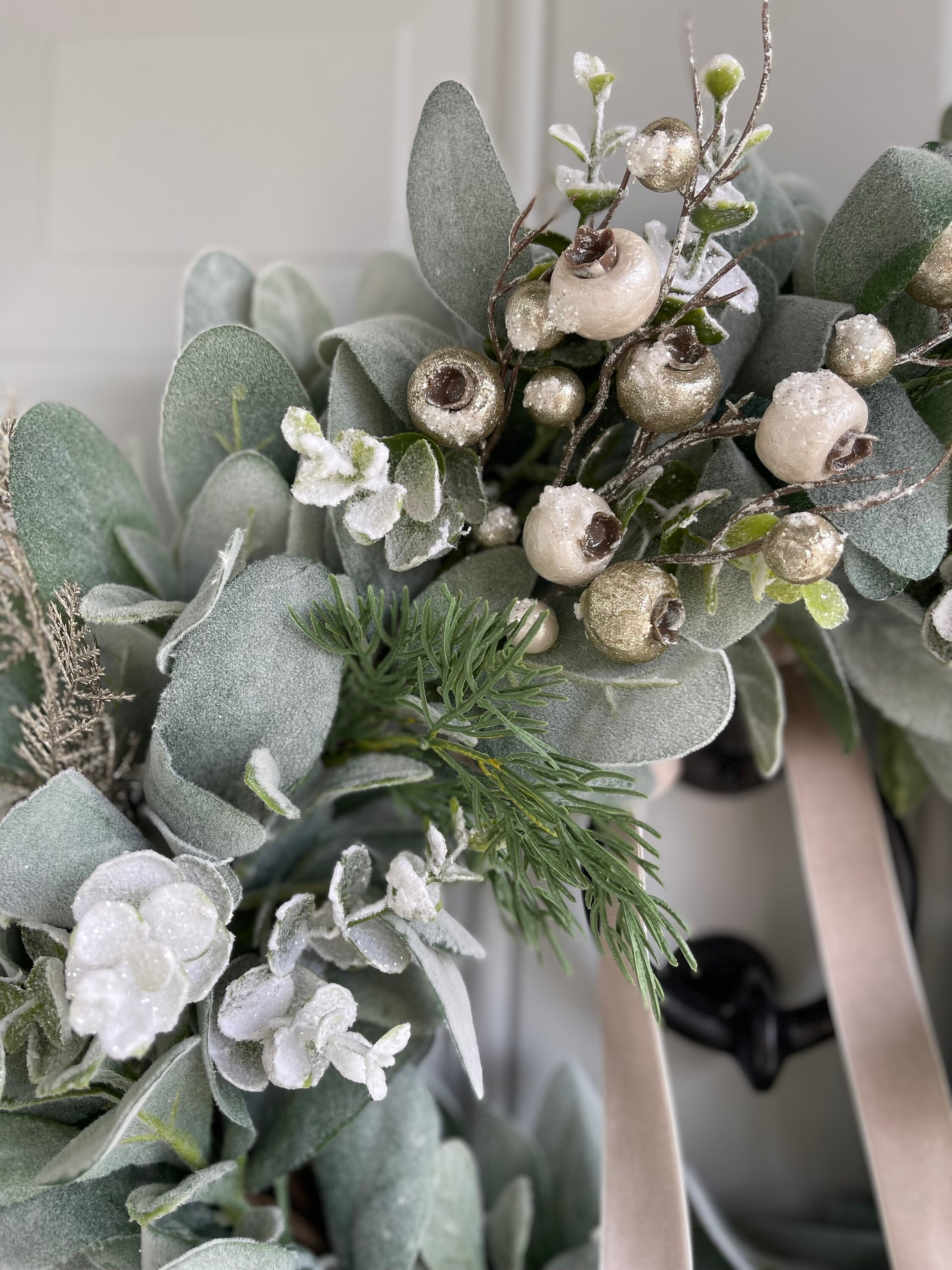 Lambs Ear Winter Wreath With Snowy Eucalyptus Shimmery Ferns Silvery ...