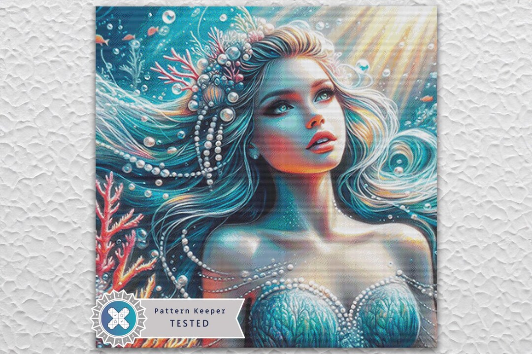 Mermaid Fantasy Full Coverage Counted Cross Stitch Pattern Digital PDF ...