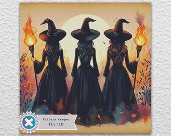 Witches Coven Kreuzstichmuster Digitales PDF Kompatibel mit der Pattern keeper App. Sofortiger Download Druckbare PDF-Datei.