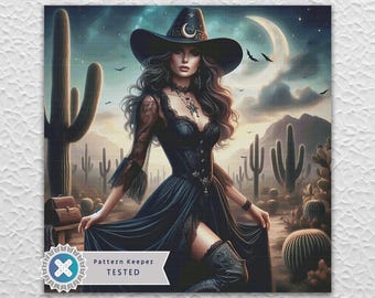 Western Witch Kreuzstichmuster Digitales PDF Kompatibel mit der Pattern keeper App. Sofortiger Download Druckbare PDF-Datei