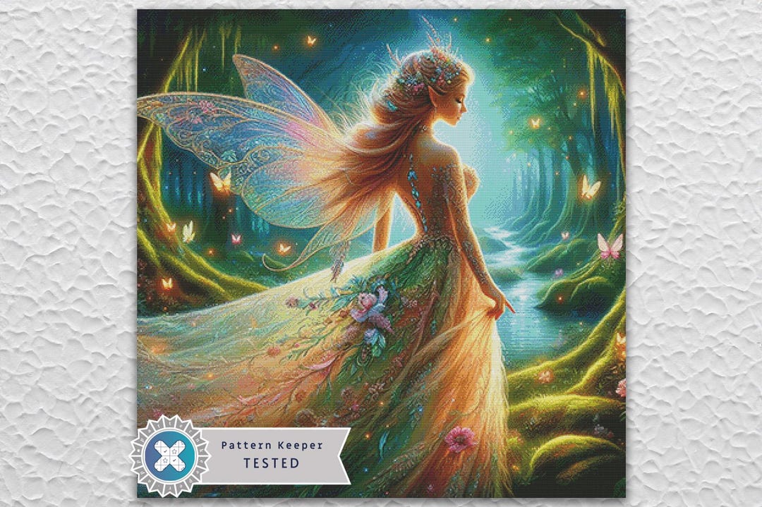 Fantasy Forest Fairy Difficult Full Coverage Cross Stitch Pattern ...