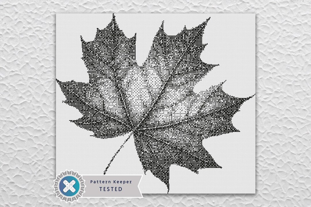 Maple Leaf Monochrome One Color Cross Stitch Pattern Digital PDF ...