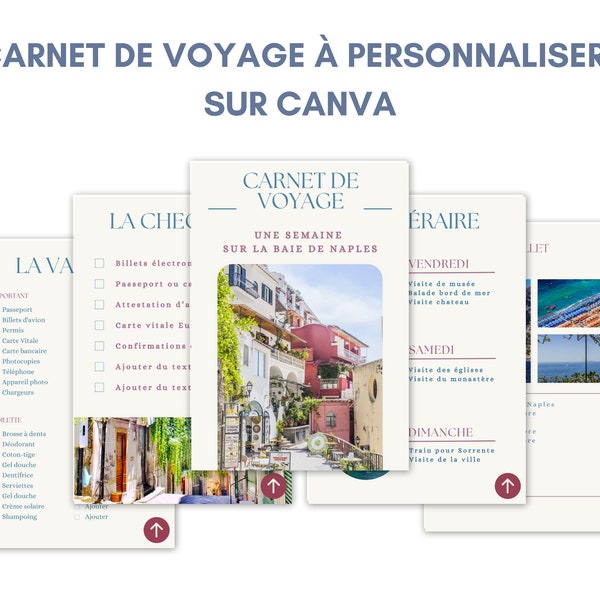 Carnet de voyage numérique - Français - Naples, Italie. Moderne, design, facilement personnalisable sur Canva. A4, Tablette.