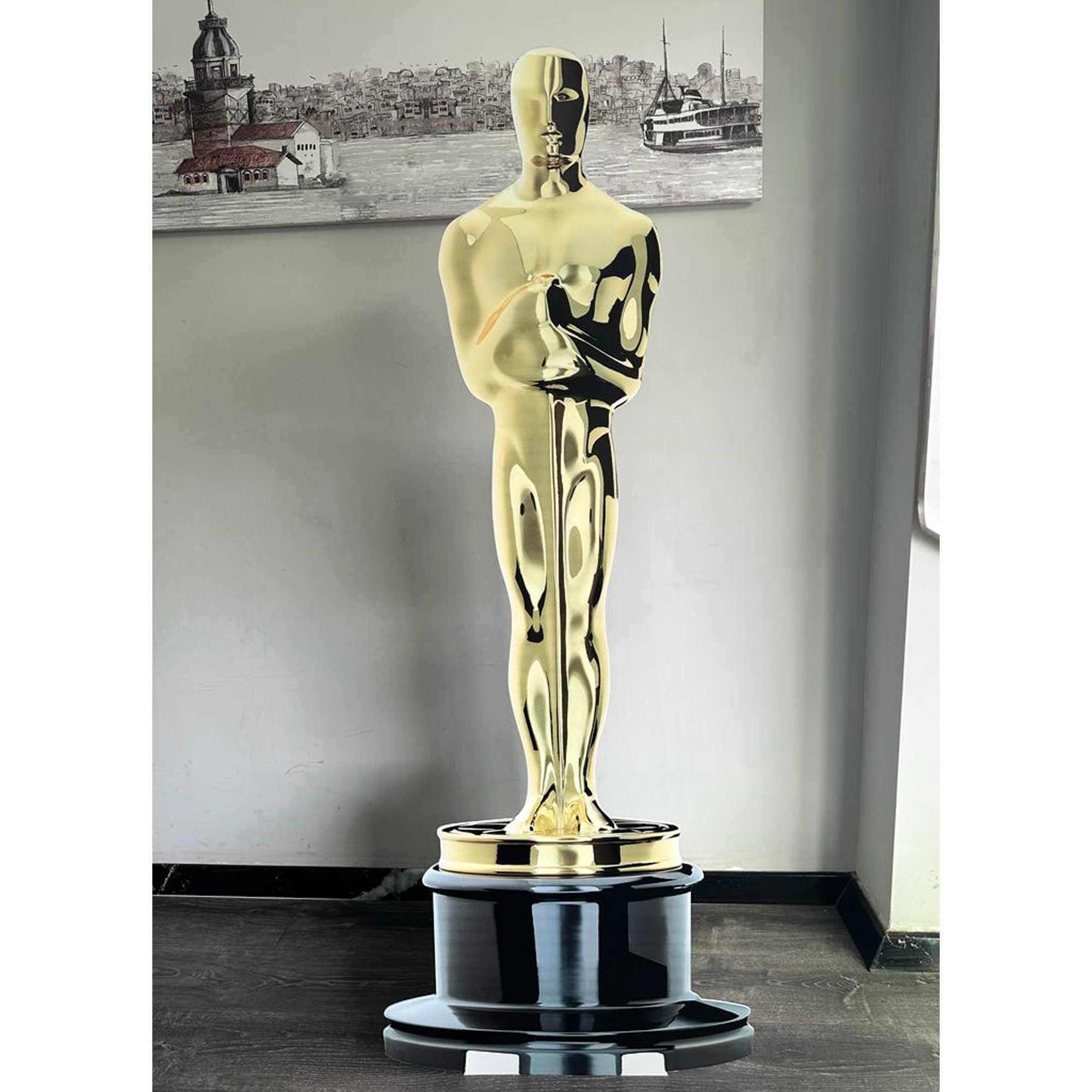 Large Oscar Like Metal Replica Trophy With 4 Lines of Custom Text 