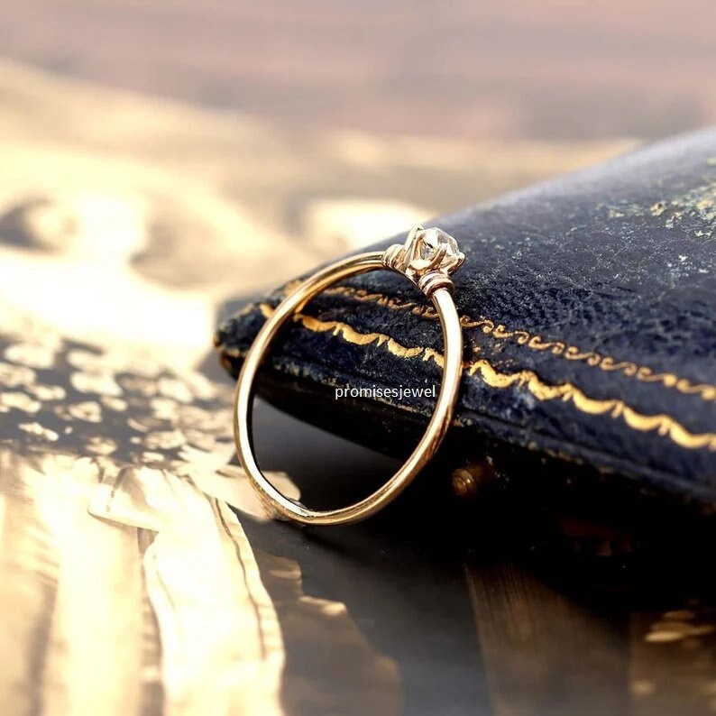 Bague Art Déco en diamant rond vintage, bague de fiançailles super ...