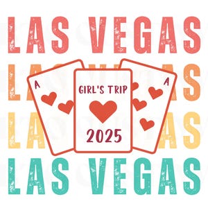 Viagem de meninas em Las Vegas 2025 Arte multicolorida PNG Sublimação DTF Impressão