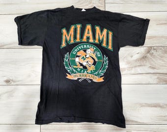 Vtg UM Miami Hurricanes National Champions Shirt L Sebastian Ibis single stitch