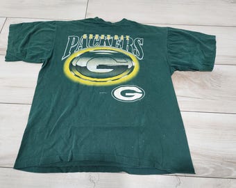 vtg Green Bay Packers Shirt Adult XL Green Single Stitch NFL Football 90s