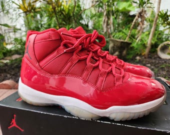 Jordan 11 Retro Win Like '96 Red White High Top Men's Basketball Sneakers 10.5